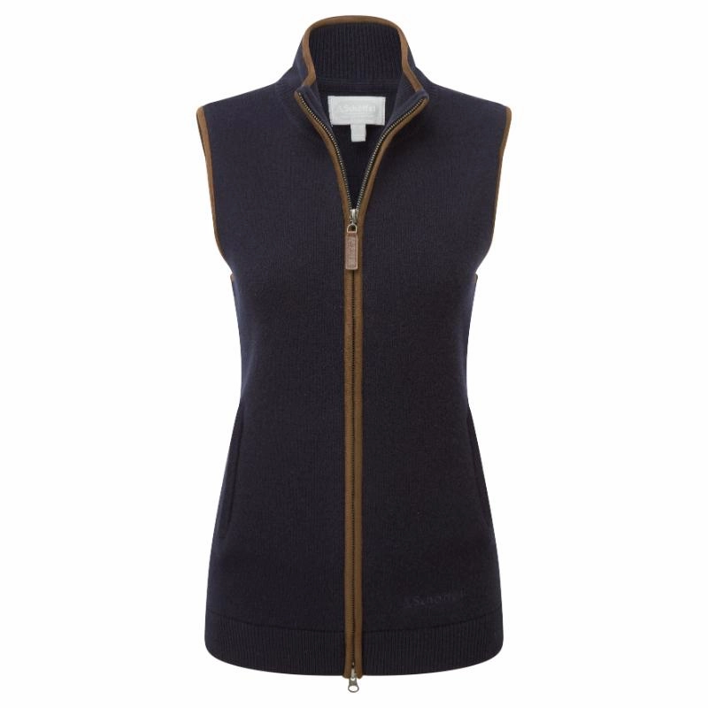 Daily Clearance Deal Schoffel Ladies Lambswool Aerobloc Gilet - Navy