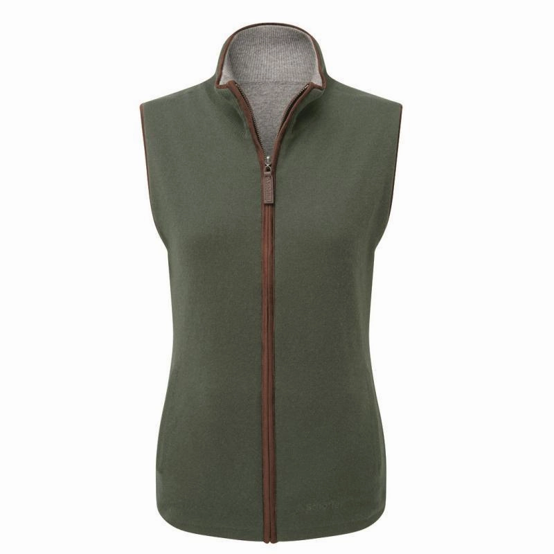 Online Exclusive Offer Schoffel Ladies Reversible Merino/Cashmere Gilet - Cedar/Silver Grey