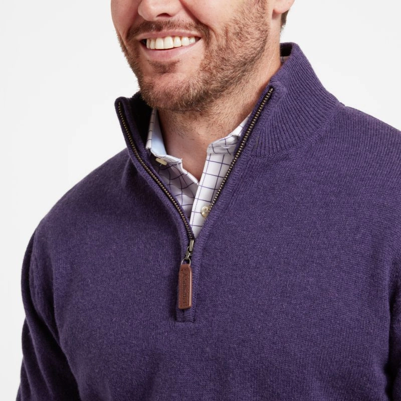 Hot Offer Ending Soon Schoffel Lambswool 1/4 Zip Neck Mens Jumper - Bramble