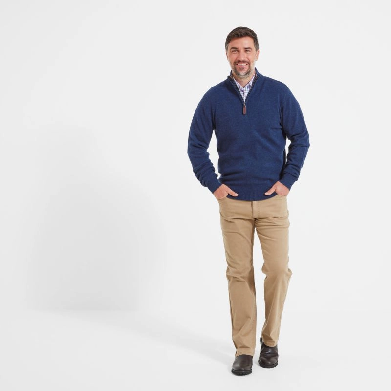 Schoffel Lambswool 1/4 Zip Neck Mens Jumper - Indigo Deal of the Day