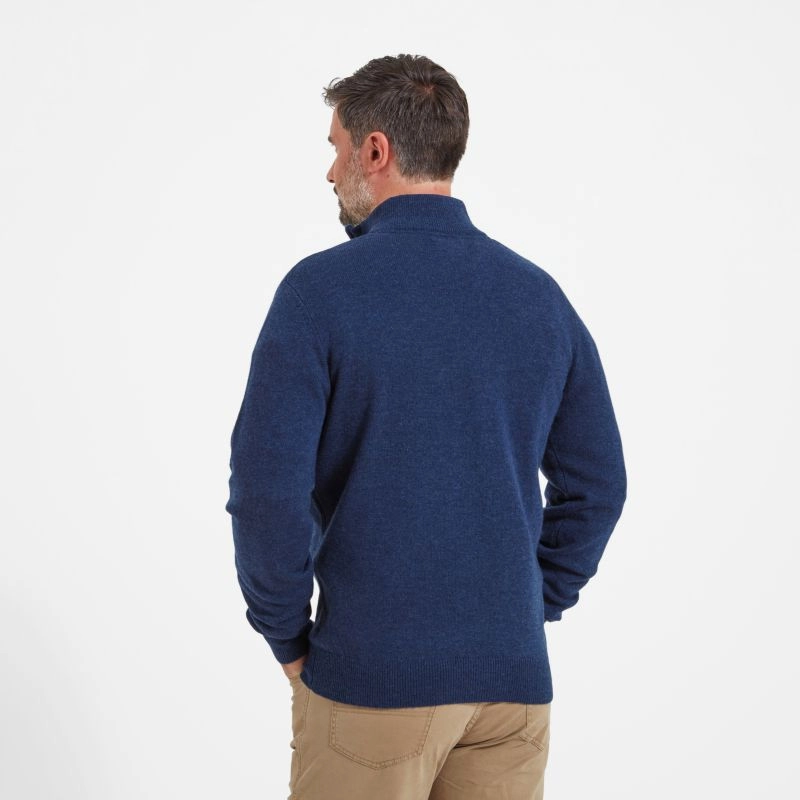 Schoffel Lambswool 1/4 Zip Neck Mens Jumper - Indigo Last Chance Steal