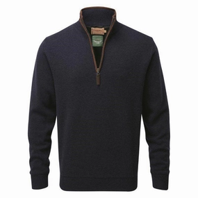 Dont Miss This Offer Price Drop Alert Schoffel Lambswool Aerobloc 1/4 Zip Neck Mens Jumper - Navy