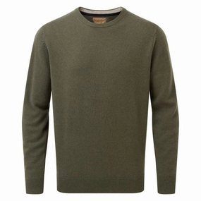 Schoffel Lambswool Crew Neck Mens Jumper - Moss Daily Deal Frenzy Sale Ending Soon