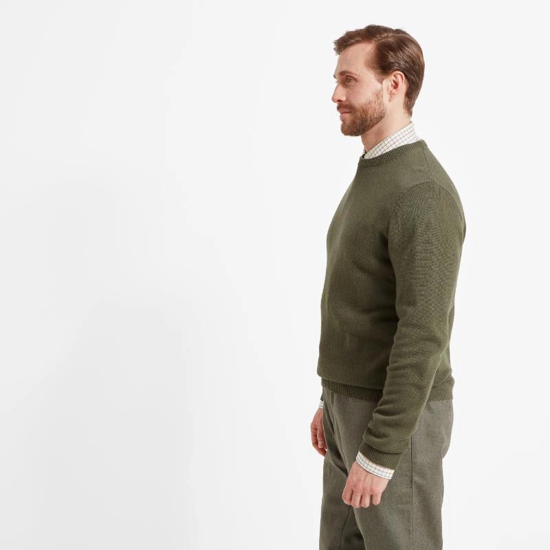 Schoffel Lambswool Crew Neck Mens Jumper - Moss Best Deal Today