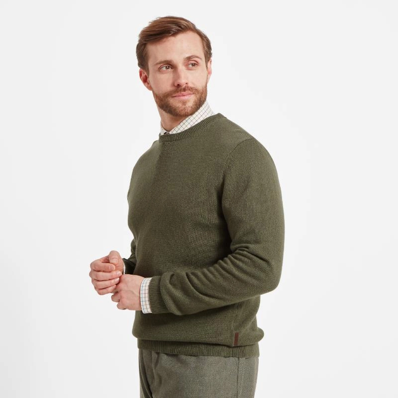 Schoffel Lambswool Crew Neck Mens Jumper - Moss Daily Deal Frenzy