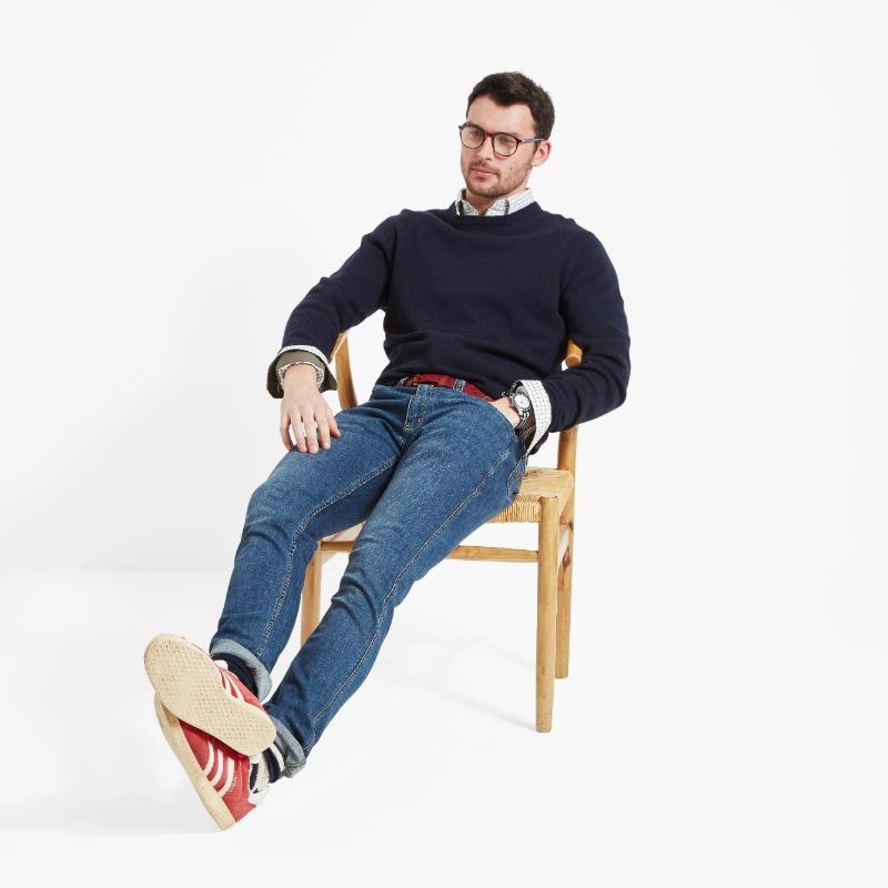 Best Seller Deal Schoffel Lambswool Crew Neck Mens Jumper - Navy
