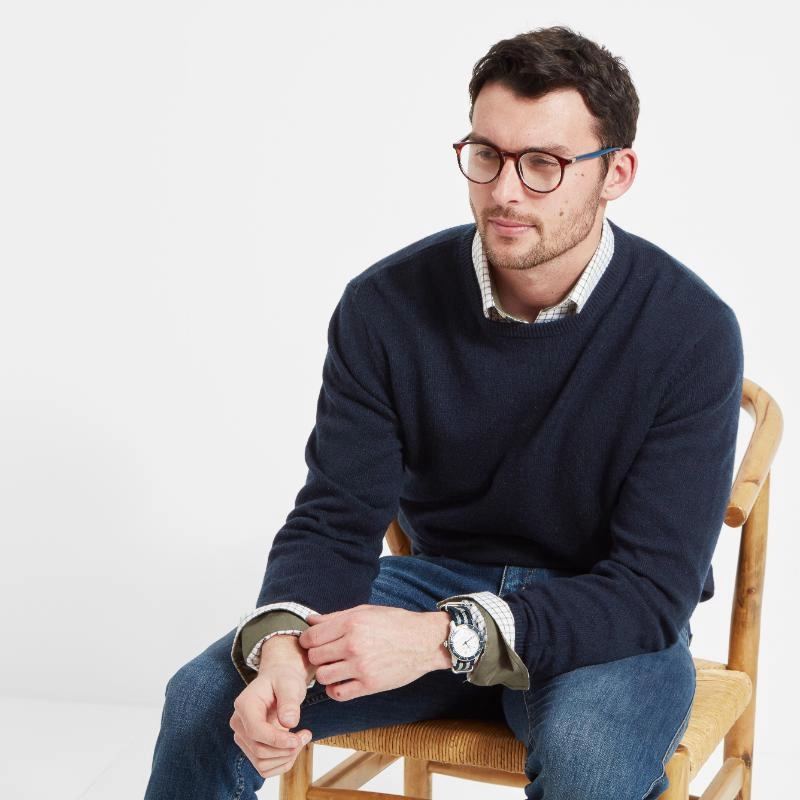 Gift Ideas Galore Schoffel Lambswool Crew Neck Mens Jumper - Navy