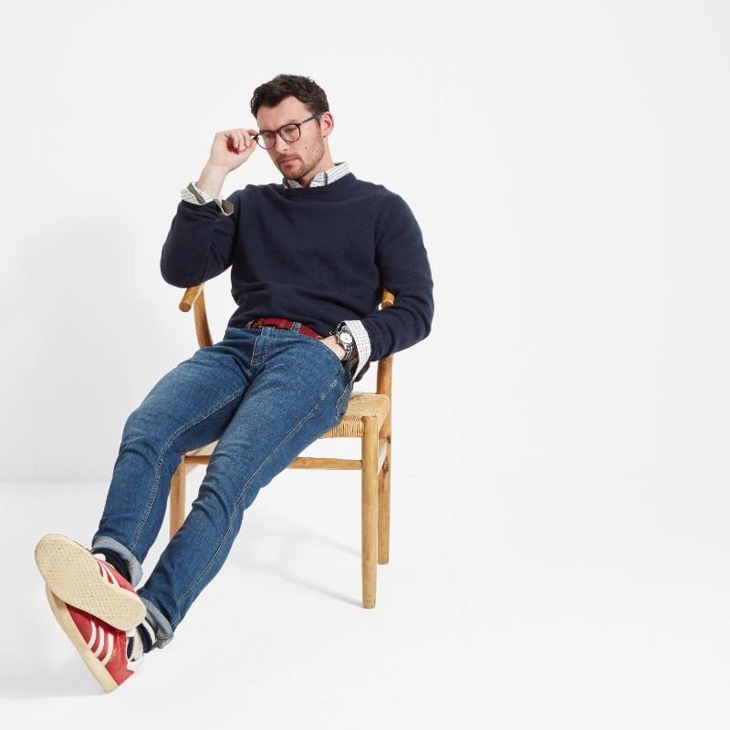Schoffel Lambswool Crew Neck Mens Jumper - Navy Today Only Hot Pick