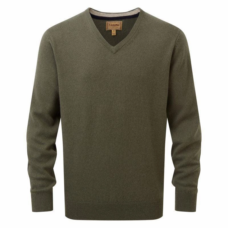 Schoffel Lambswool V Neck Mens Jumper - Moss Shop Grab Offer