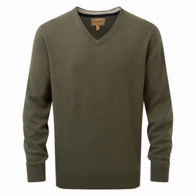 Schoffel Lambswool V Neck Mens Jumper - Moss Shop Grab Offer