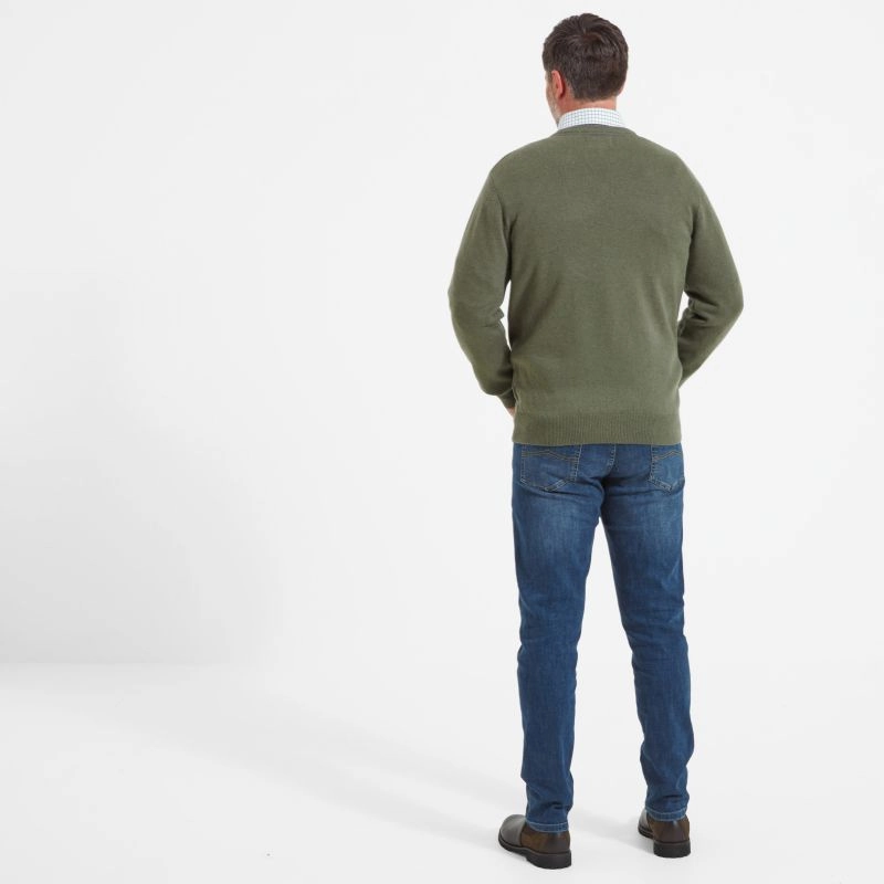 Gift Sale Event Schoffel Lambswool V Neck Mens Jumper - Moss
