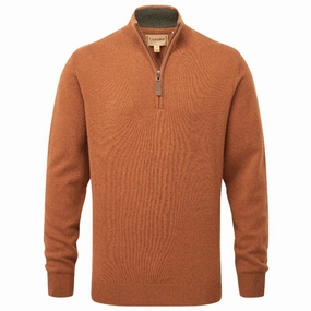 Schoffel Lewis Lambswool 1/4 Zip Mens Jumper - Brick Hot Pick of the Day Save More Online