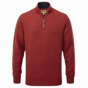 Gift Ideas Galore New Arrival Discount Schoffel Lewis Lambswool 1/4 Zip Mens Jumper - Deep Red