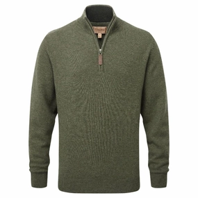 Online Exclusive Steal Schoffel Lewis Lambswool 1/4 Zip Mens Jumper - Woodland