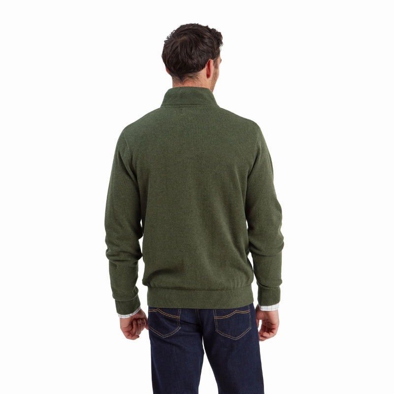 Schoffel Lewis Lambswool 1/4 Zip Mens Jumper - Woodland Steal the Deal Now