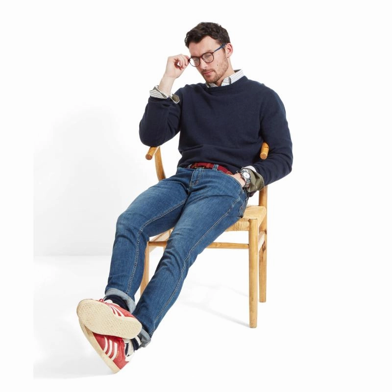 Hot Picks Today Shop Grab Savings Schoffel Lewis Lambswool Crew Neck Mens Jumper - Navy