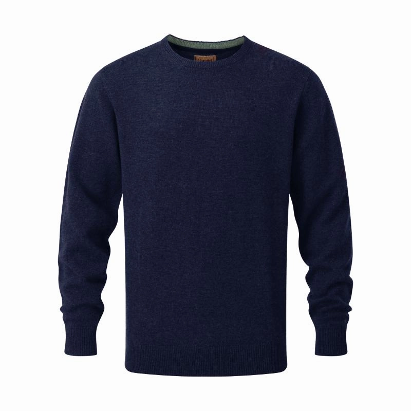 Special Deals Online Schoffel Lewis Lambswool Crew Neck Mens Jumper - Navy