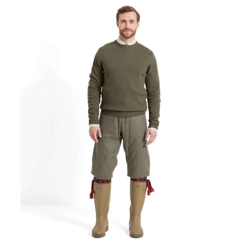 Todays Best Deal Hot Sale Frenzy Schoffel Lewis Lambswool Crew Neck Mens Jumper - Woodland