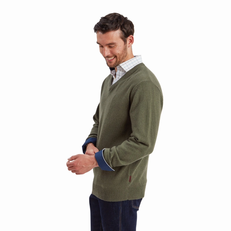 Schoffel Lewis Lambswool V Neck Mens Jumper - Woodland Todays Steal Special Steal Event