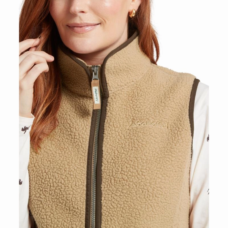 Schoffel Lyndon Retro Ladies Fleece Gilet - Tan Today Only Discount Alert Big Savings Event