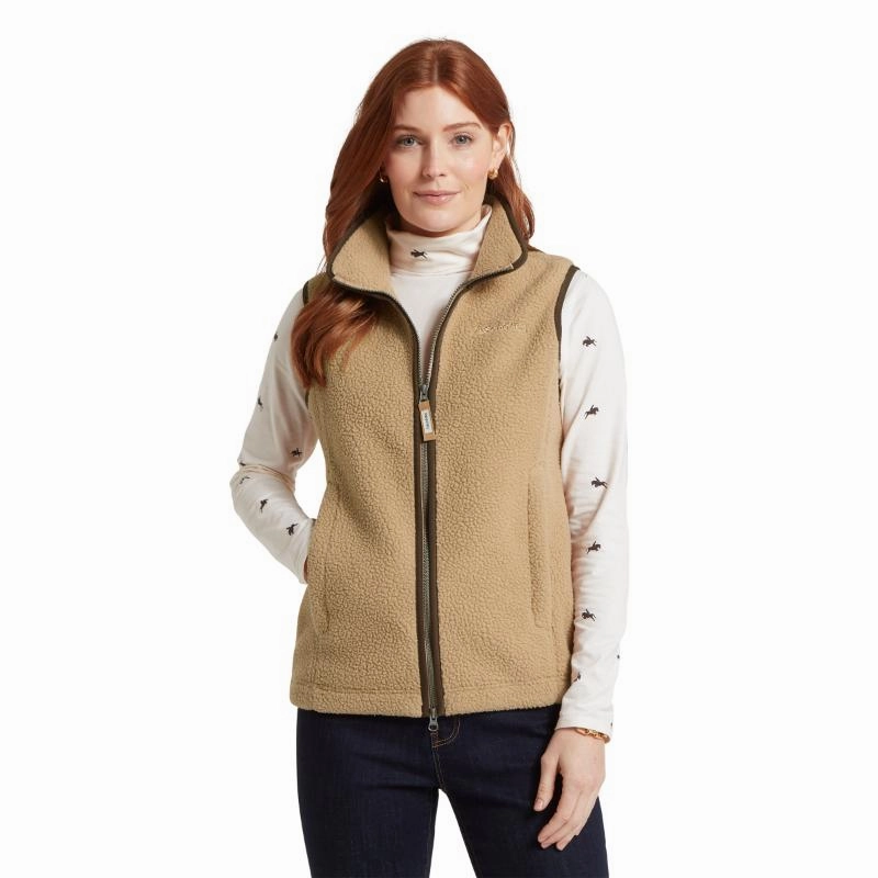 Schoffel Lyndon Retro Ladies Fleece Gilet - Tan Grab It Before Gone Trending Now Offer