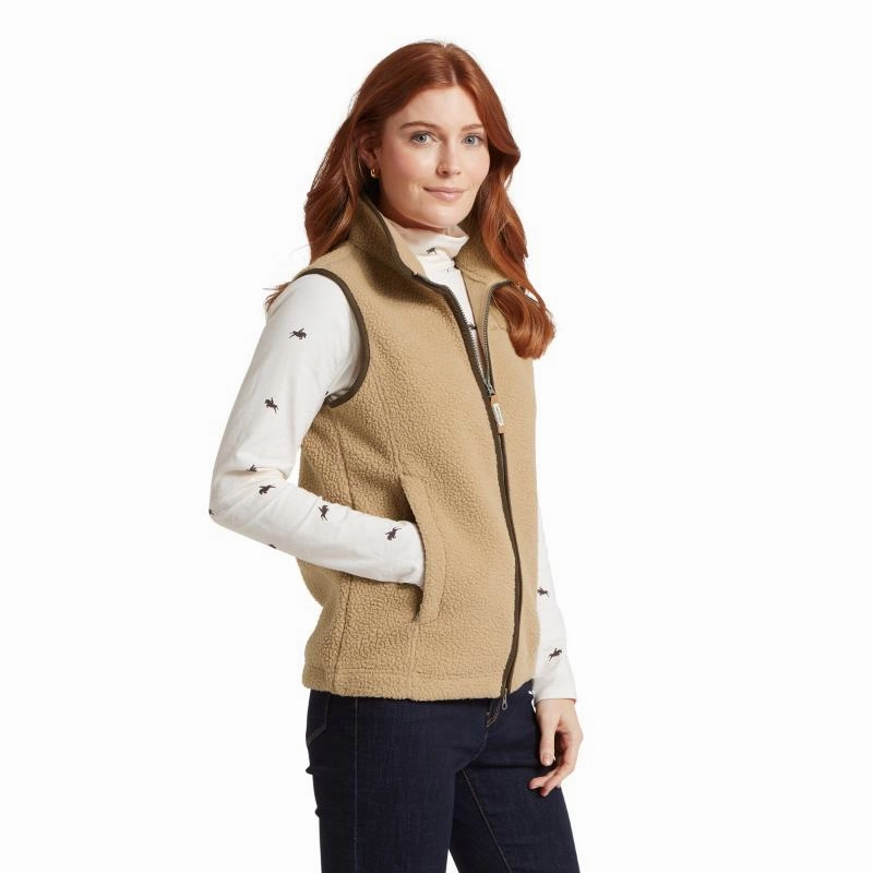 Schoffel Lyndon Retro Ladies Fleece Gilet - Tan Flash Deal Alert Daily Clearance Deal
