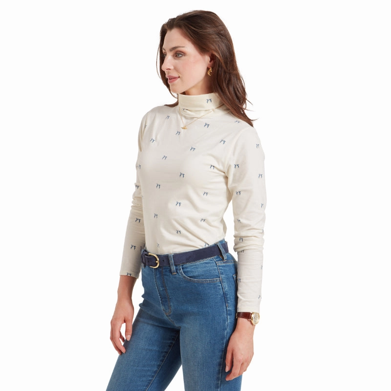 Best Seller Deal Today Only Offer Schoffel Malham Rollneck Ladies Long Sleeve Top - Vintage Navy Hare