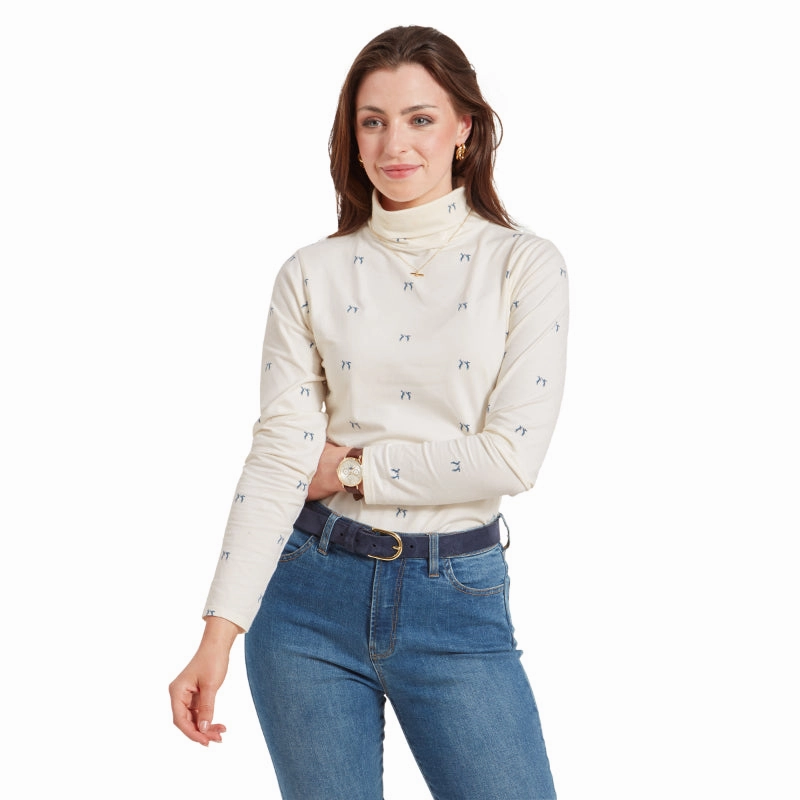 Schoffel Malham Rollneck Ladies Long Sleeve Top - Vintage Navy Hare Special Price Offer