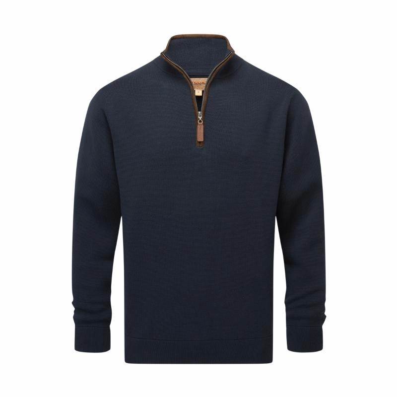 Price Slash Today Shop the Savings Now Schoffel Marlow Mens 1/4 Zip Milano Knit Jumper - Navy
