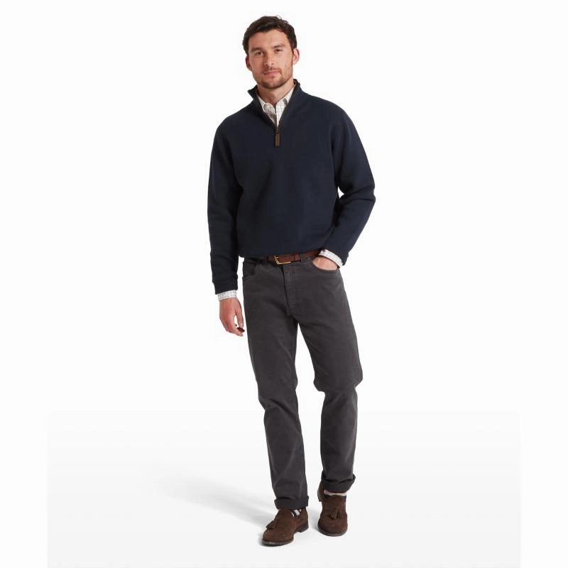 Online Exclusive Deal Schoffel Marlow Mens 1/4 Zip Milano Knit Jumper - Navy