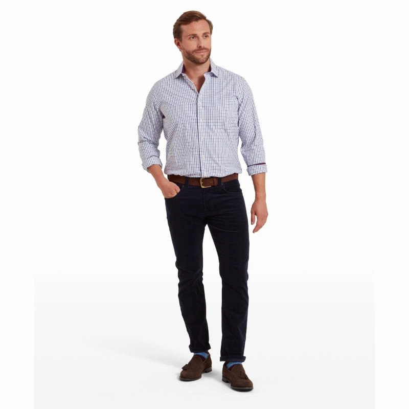 Hot Deal Alert Flash Discount Today Schoffel Milton Tailored Fit Mens Shirt - Purple Check