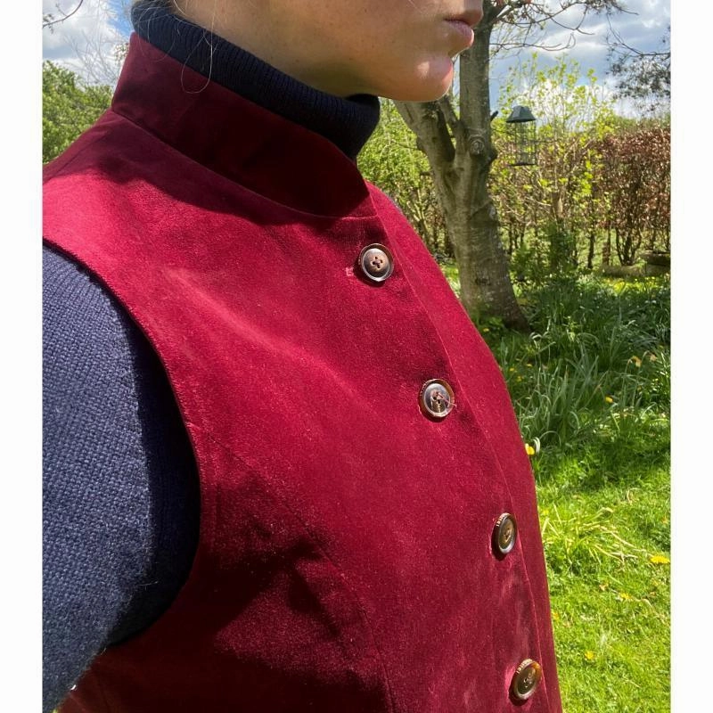 Shop Save Big Schoffel Nehru Ladies Velvet Waistcoat - Ruby