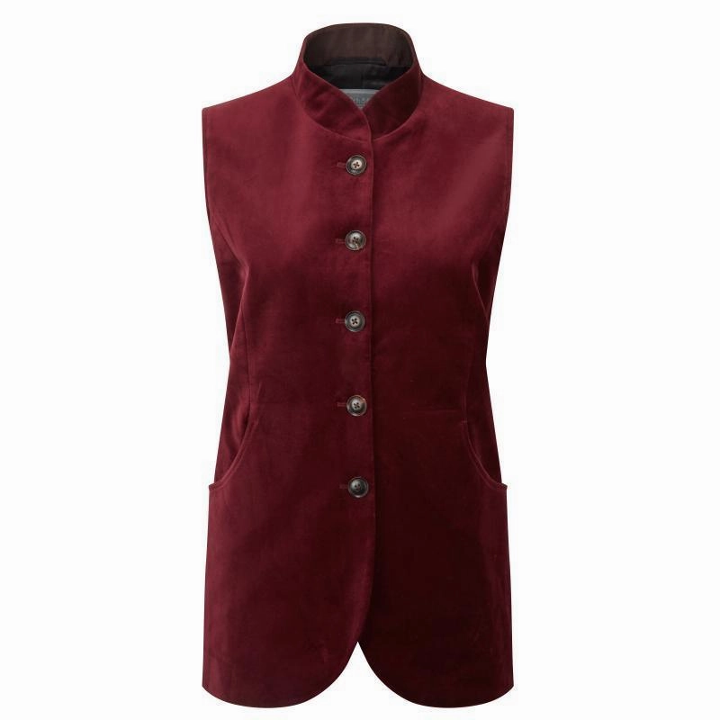 Best Deal Today Schoffel Nehru Ladies Velvet Waistcoat - Ruby