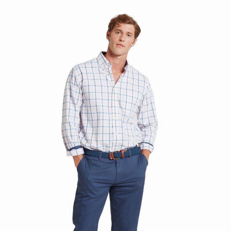 Trendy Picks Today Trending Today Steal Schoffel Polstead Classic Fit Mens Shirt - French Navy/Pale Blue/Pale Pink