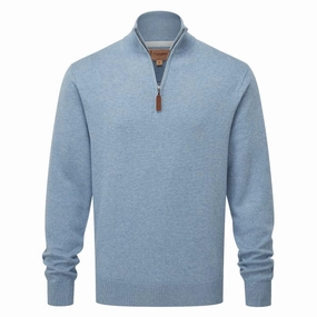 Todays Steal Schoffel Porthmeor Pima Cotton 1/4 Zip Mens Jumper - Denim Blue