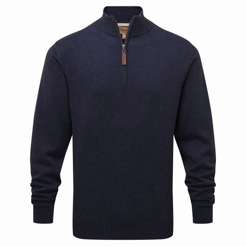Grab It Now Schoffel Porthmeor Pima Cotton 1/4 Zip Mens Jumper - Navy
