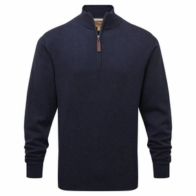 Grab It Now Schoffel Porthmeor Pima Cotton 1/4 Zip Mens Jumper - Navy