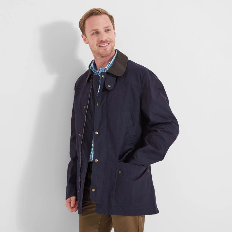 Schoffel Preston Mens Wax Jacket - Navy Online Deal Frenzy