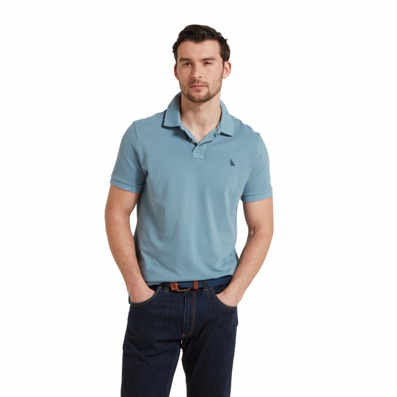 Limited Stock Offer Price Slash Today Schoffel St Ives Garment Dyed Mens Polo Shirt - Dark Pigeon Blue