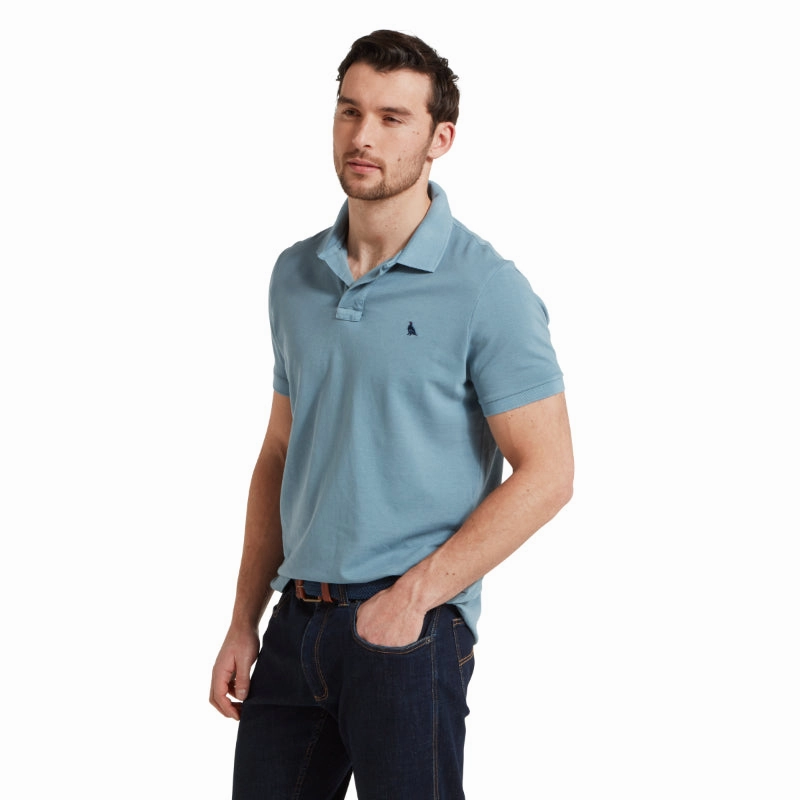 Schoffel St Ives Garment Dyed Mens Polo Shirt - Dark Pigeon Blue Dont Wait Save Gift Ideas Galore