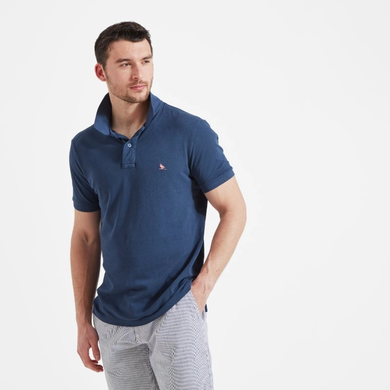 Sweet Deal Today Schoffel St Ives Garment Dyed Mens Polo Shirt - French Navy