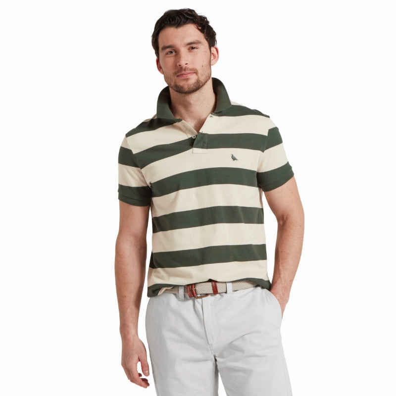 Schoffel St Ives Heritage Mens Polo Shirt - Green Stripe Hot Offer Frenzy Special Deals Online