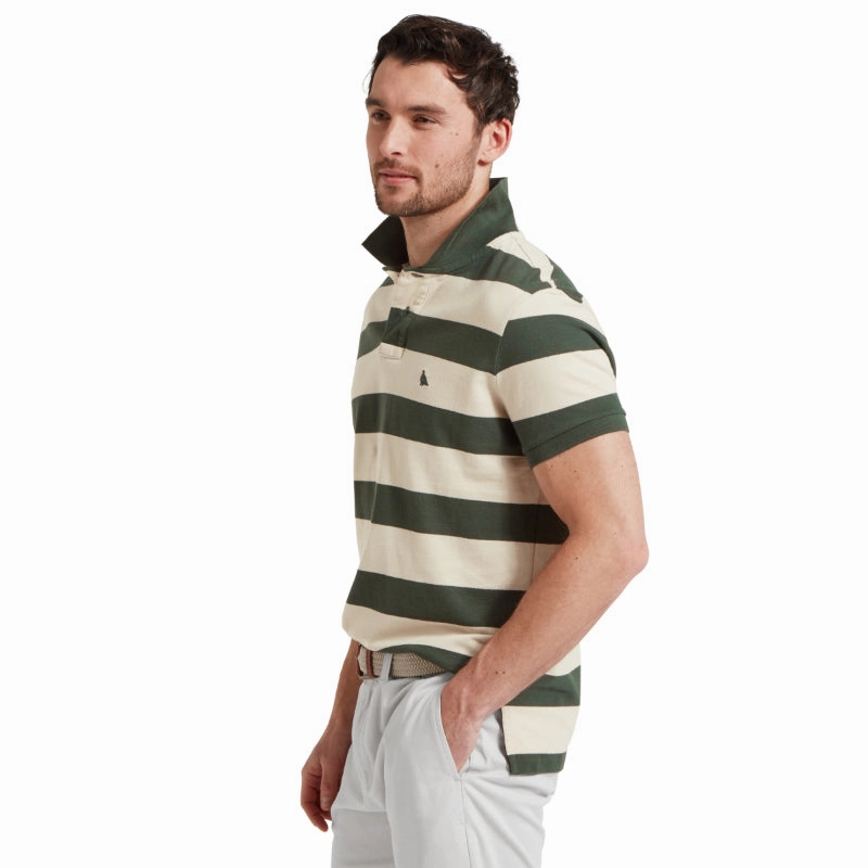 Schoffel St Ives Heritage Mens Polo Shirt - Green Stripe Limited Edition Offer Big Clearance Event