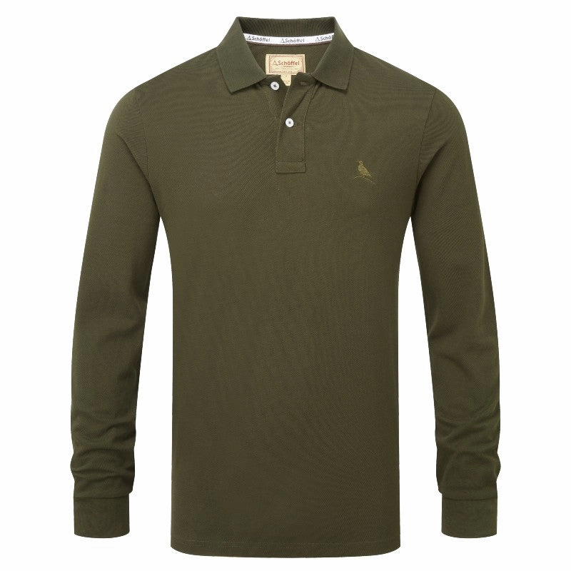 Dont Miss This Steal Sweet Deal Today Schoffel St Ives Long Sleeve Mens Polo Shirt - Forest