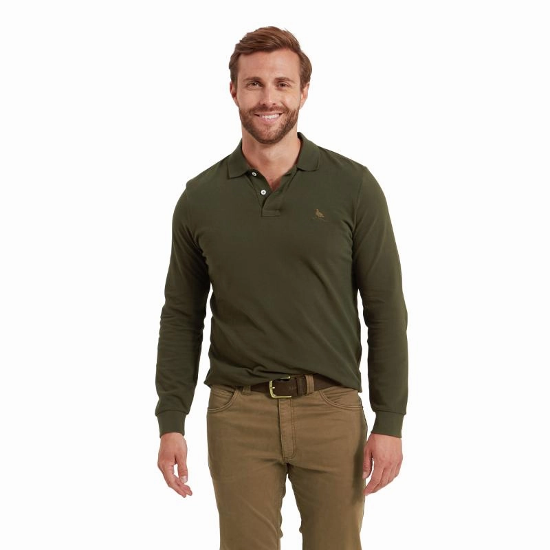 Schoffel St Ives Long Sleeve Mens Polo Shirt - Forest Save Big Today Grab Your Hot Pick