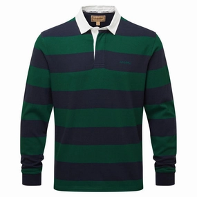 Shop Grab Offer Clearance Blowout Schoffel St Mawes Mens Rugby Shirt - Navy/Green Stripe