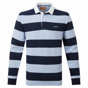 Todays Best Deal Exclusive Savings Event Schoffel St Mawes Mens Rugby Shirt - Navy/Pale Blue Stripe