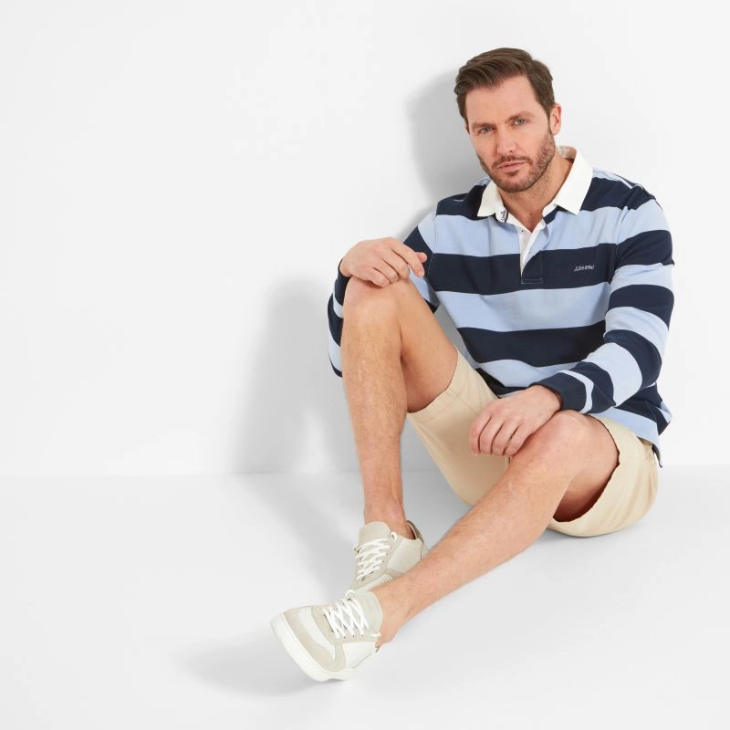 Hot Price Drop Instant Savings Deal Schoffel St Mawes Mens Rugby Shirt - Navy/Pale Blue Stripe