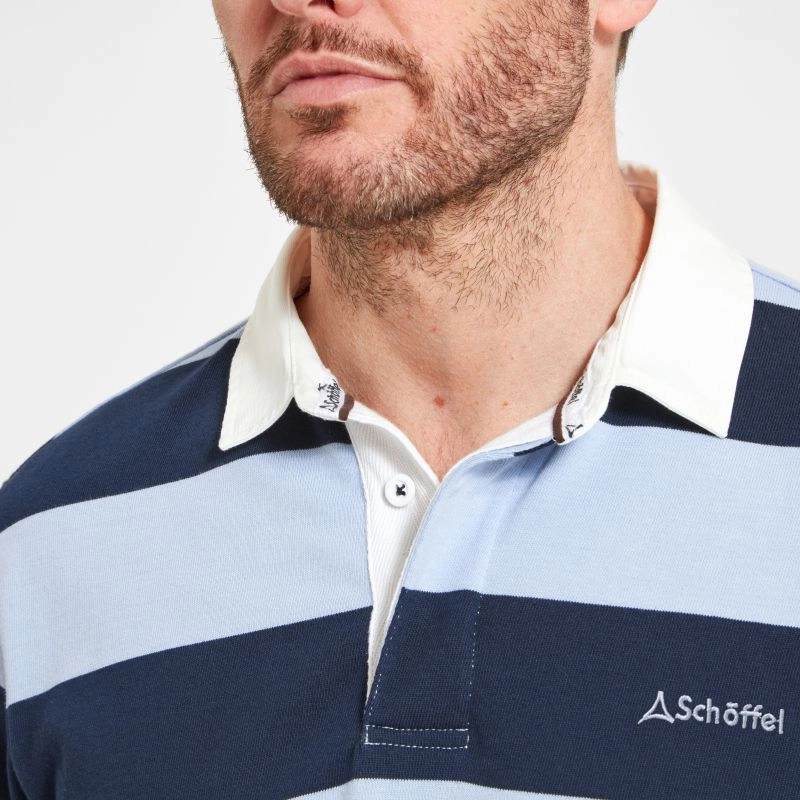 Schoffel St Mawes Mens Rugby Shirt - Navy/Pale Blue Stripe Daily Deal Frenzy