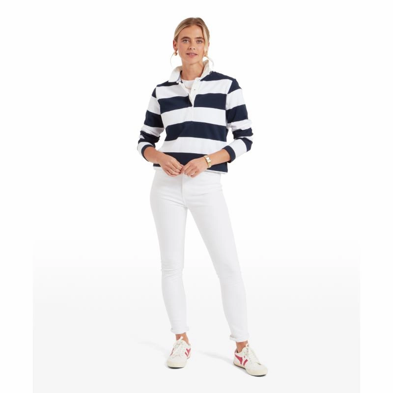 Exclusive Online Offer Daily Hot Deal Schoffel St Mawgan Ladies Rugby Shirt - Navy/White Stripe